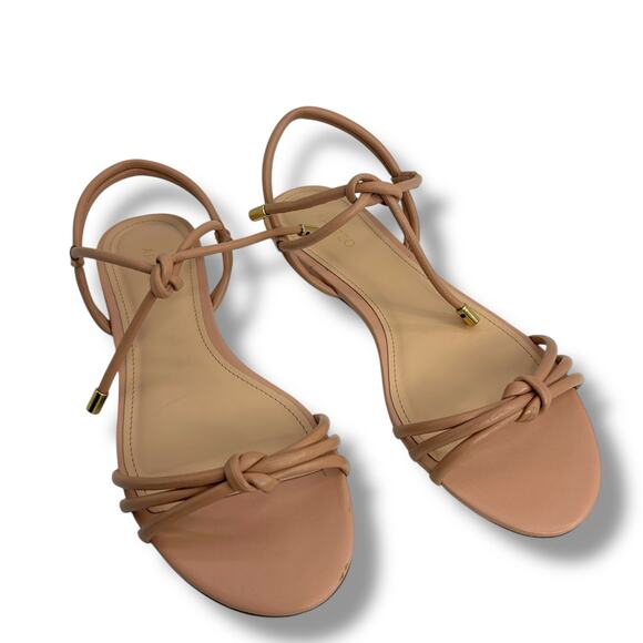 NEW Arezzo Camila Flat Sandals Size 8 True Sand Tan Strappy Tie Boho Flats Nude - Picture 3 of 9